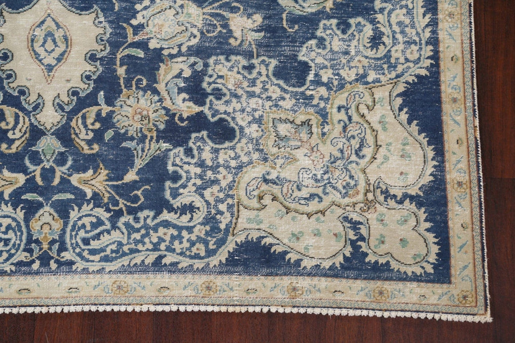 Blue Distressed Tabriz Persian Area Rug 7x10