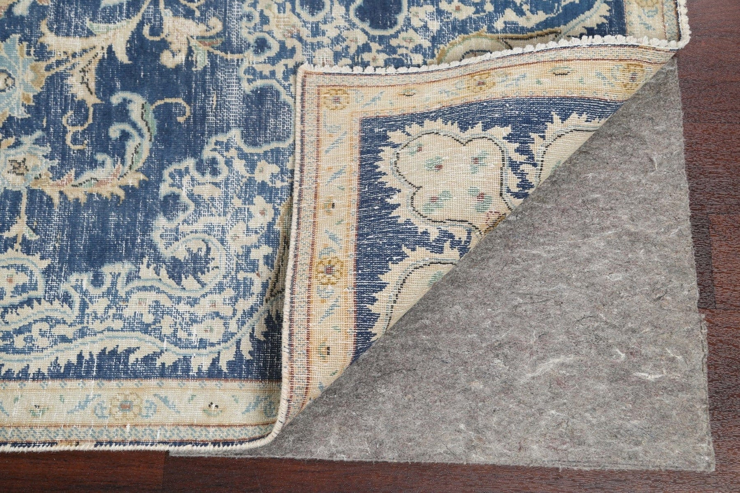 Blue Distressed Tabriz Persian Area Rug 7x10