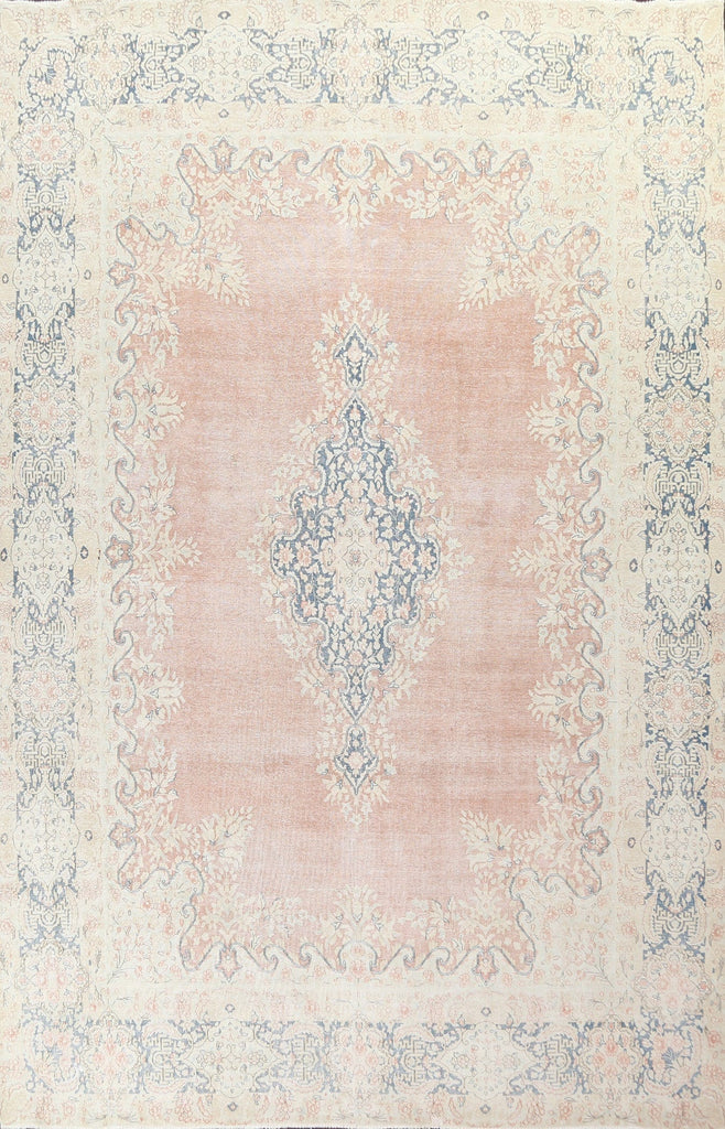 Muted Distressed Kerman Persian Area Rug 10x13