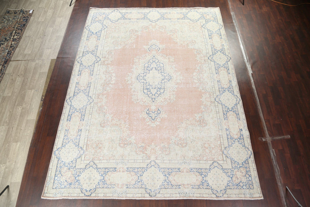 Muted Distressed Kerman Persian Area Rug 10x13