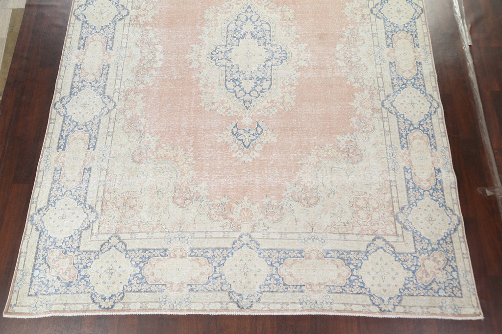 Muted Distressed Kerman Persian Area Rug 10x13