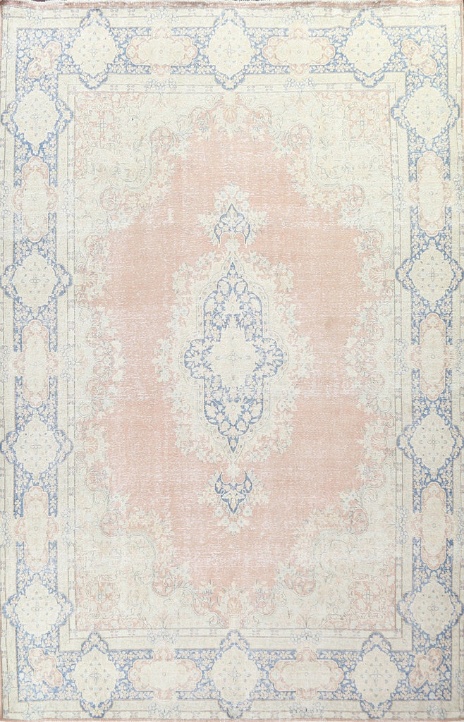 Muted Distressed Kerman Persian Area Rug 10x13