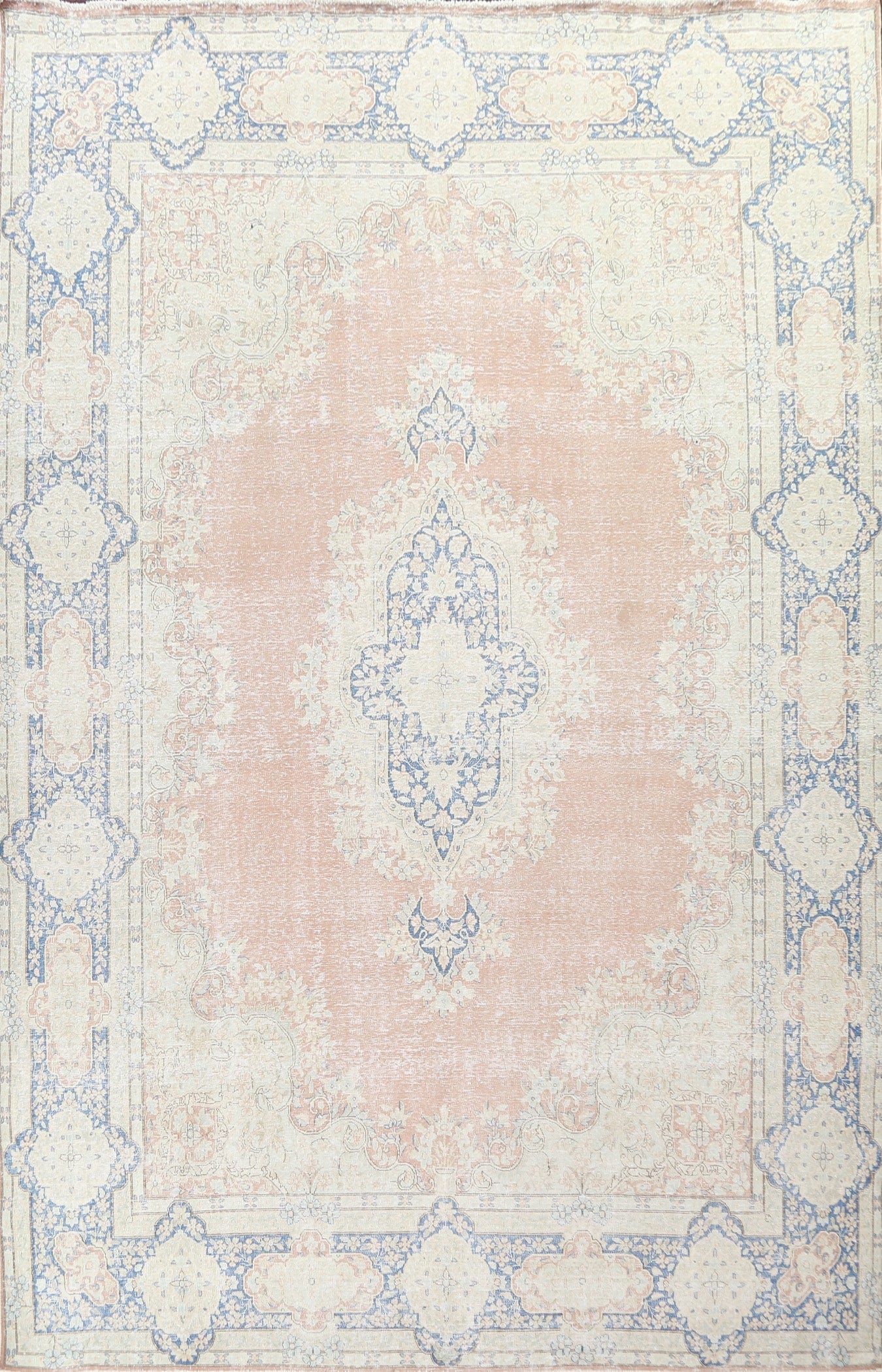 Muted Distressed Kerman Persian Area Rug 10x13