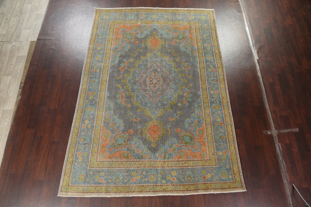 Antique Over-Dyed Tabriz Persian Area Rug 7x11