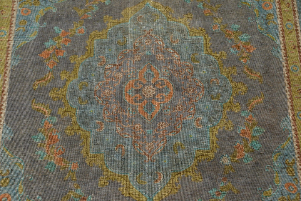 Antique Over-Dyed Tabriz Persian Area Rug 7x11