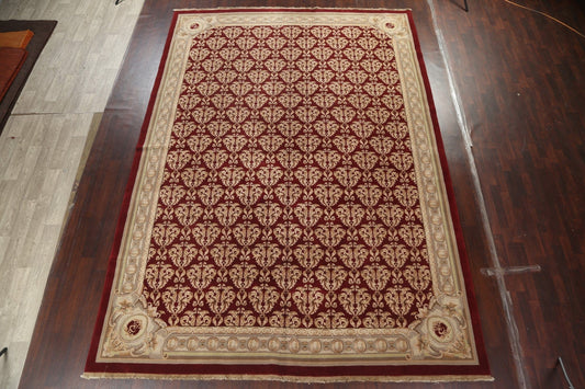 All-Over Red Aubusson Handmade Rug 10x14