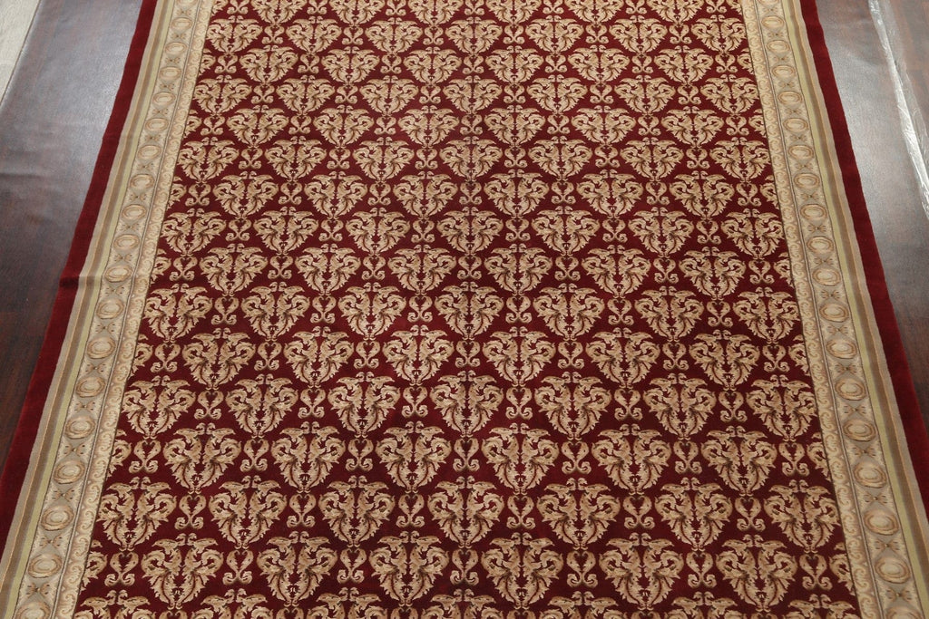 All-Over Red Aubusson Handmade Rug 10x14