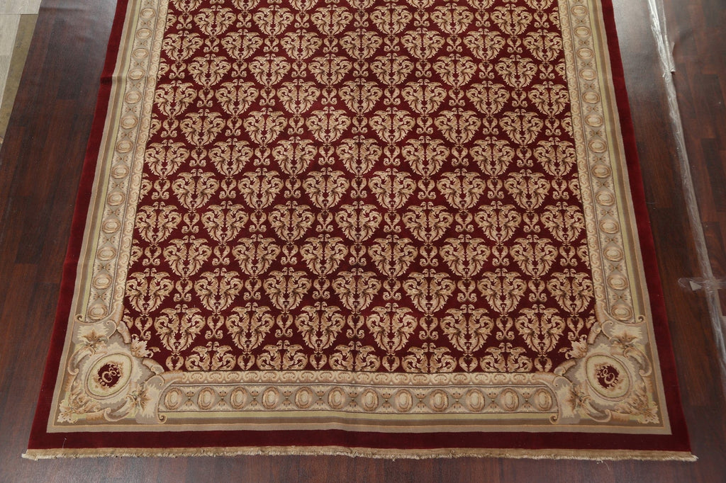 All-Over Red Aubusson Handmade Rug 10x14