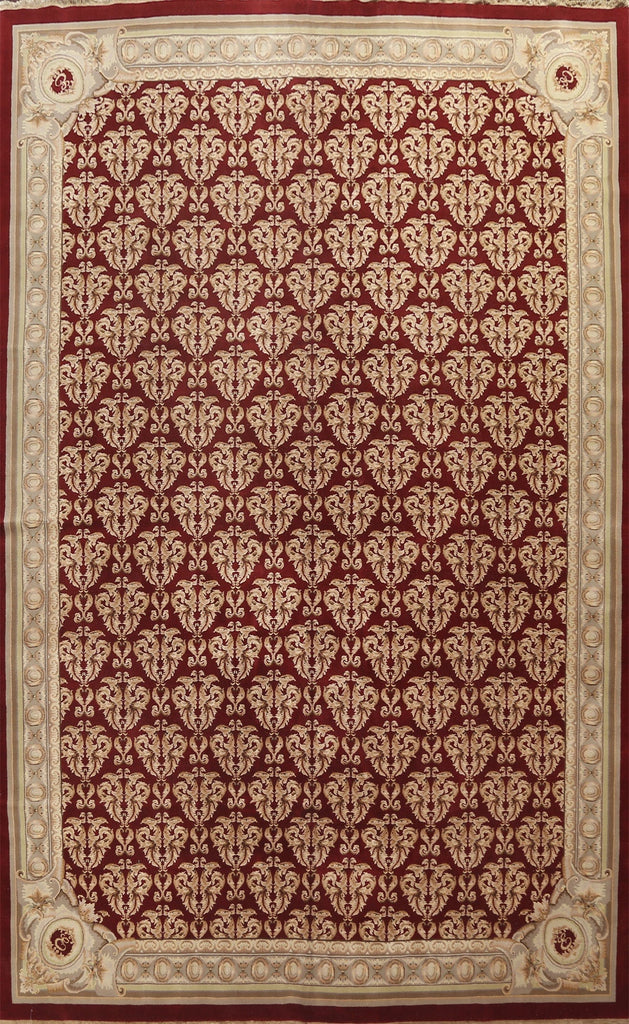 All-Over Red Aubusson Handmade Rug 10x14