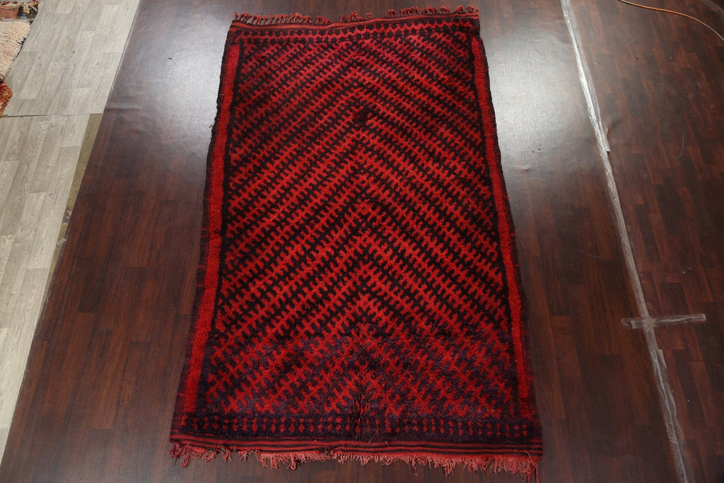 Red Moroccan Wool Area Rug 7x11