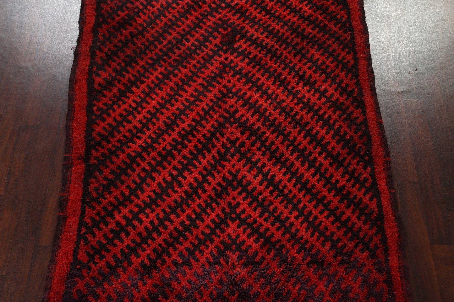 Red Moroccan Wool Area Rug 7x11