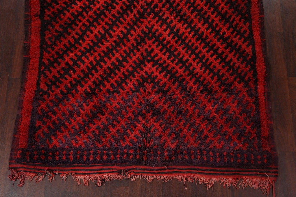 Red Moroccan Wool Area Rug 7x11