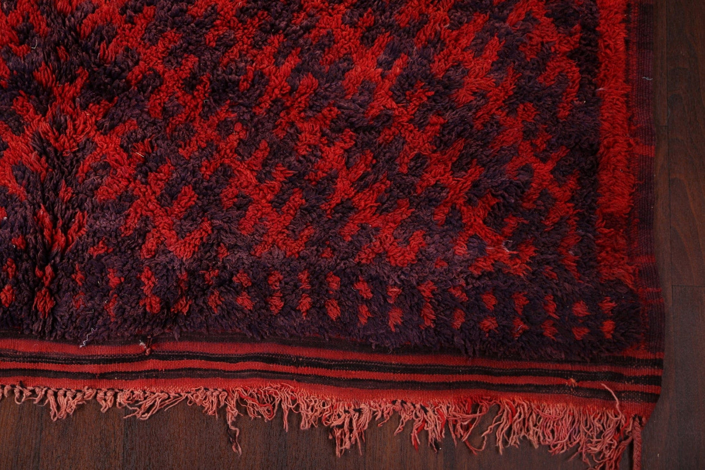 Red Moroccan Wool Area Rug 7x11