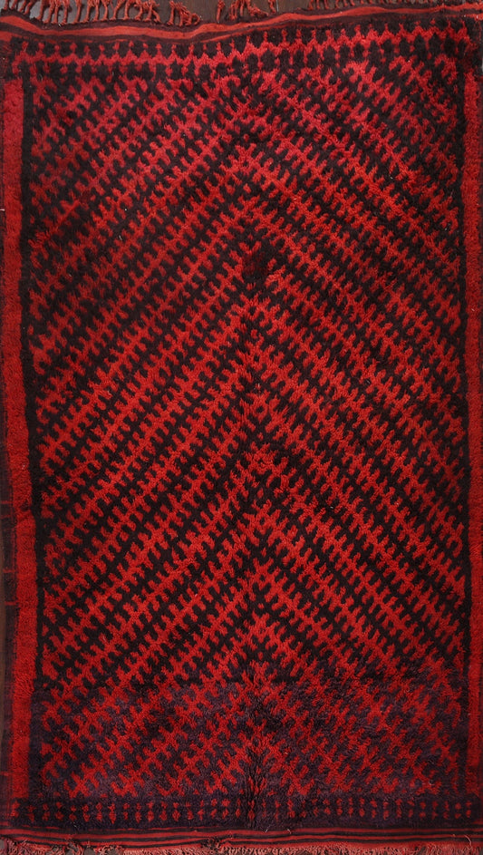 Red Moroccan Wool Area Rug 7x11