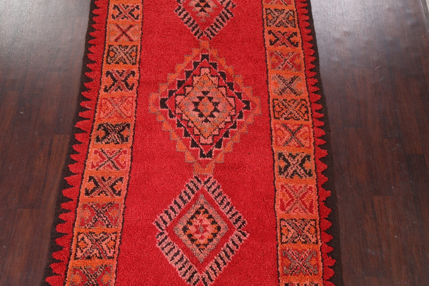 Red Wool Moroccan Handmade Rug 5x10