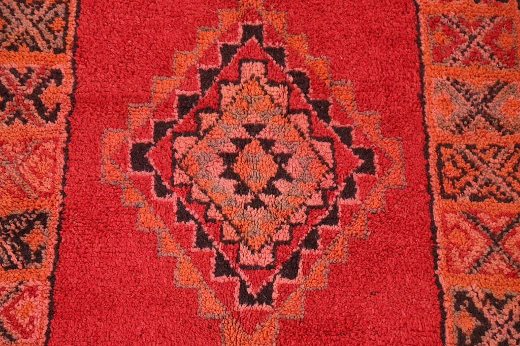 Red Wool Moroccan Handmade Rug 5x10