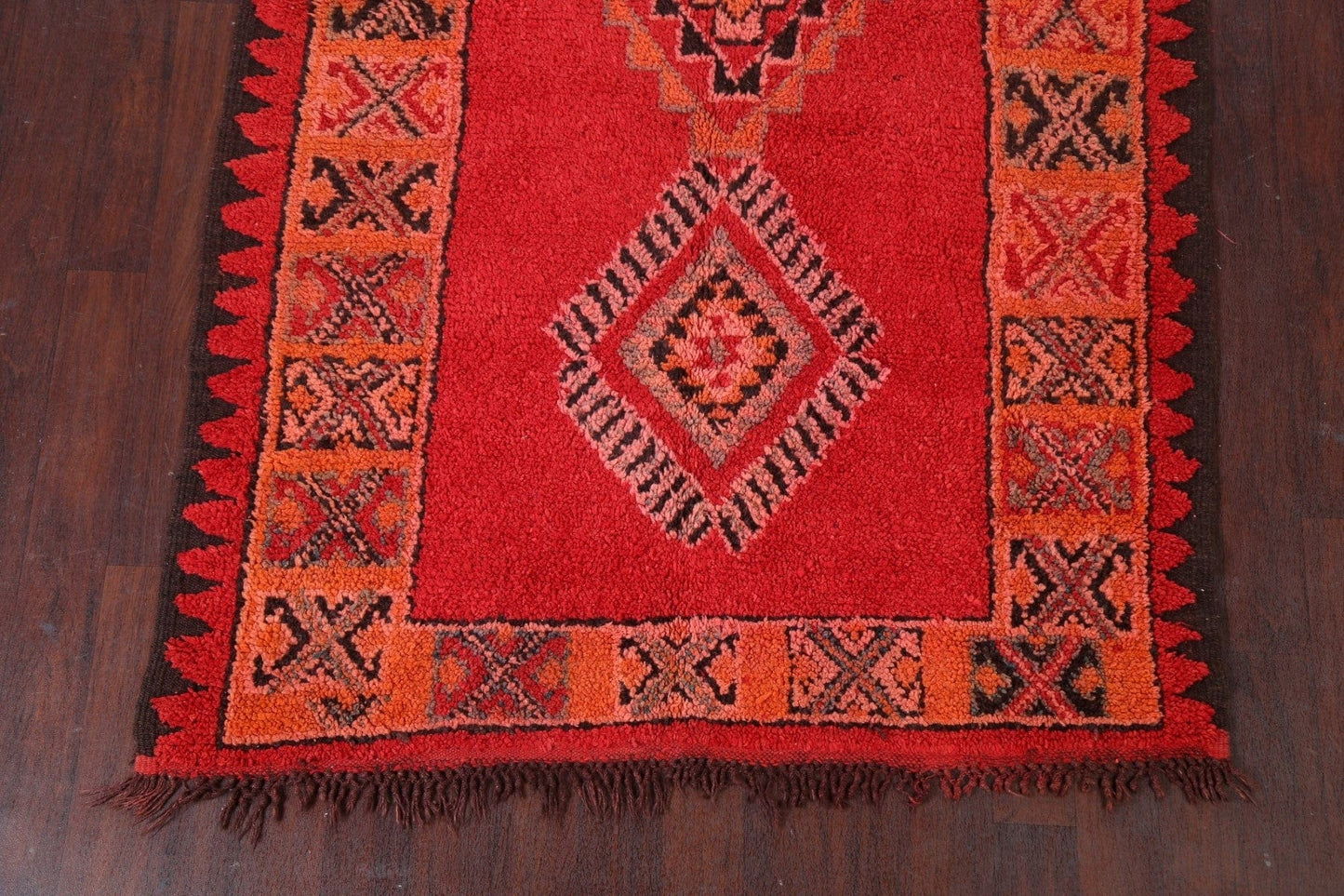 Red Wool Moroccan Handmade Rug 5x10