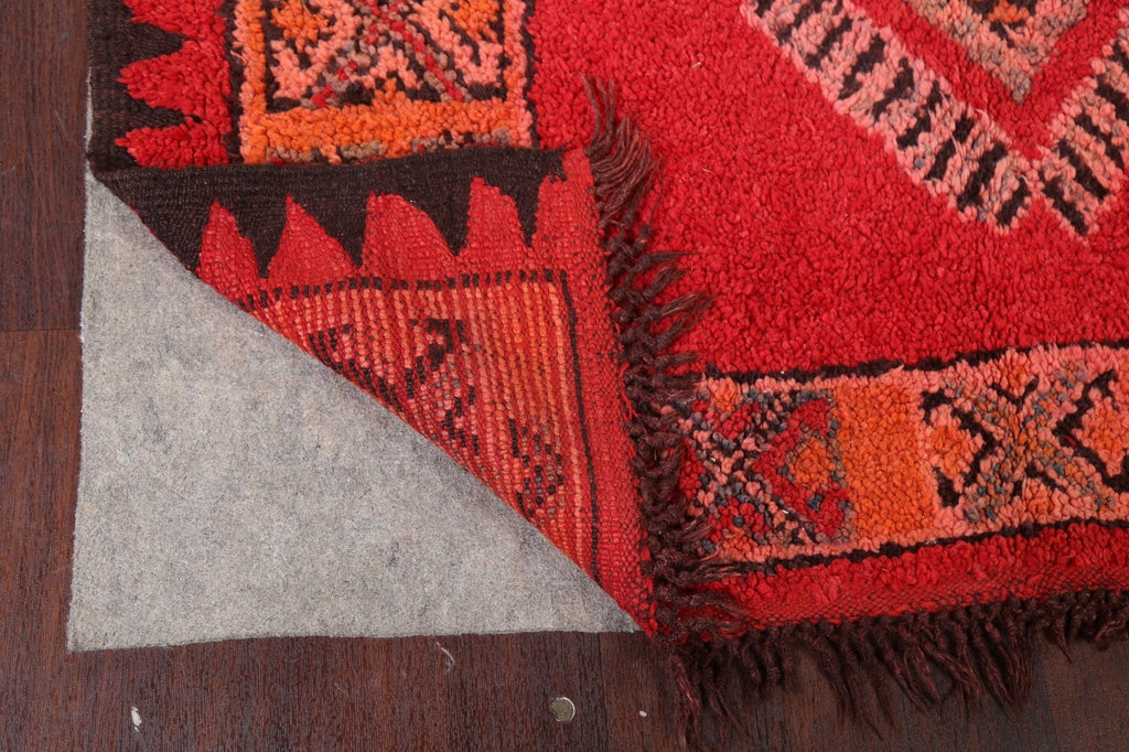 Red Wool Moroccan Handmade Rug 5x10