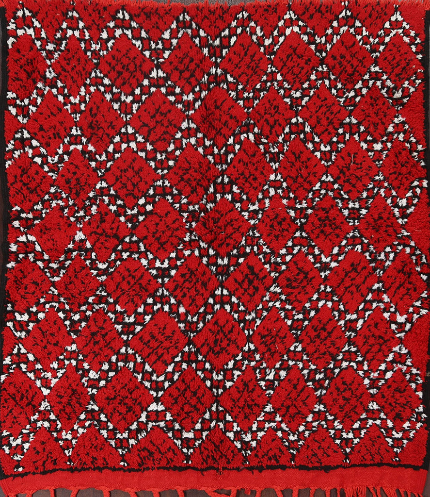 All-Over Red Moroccan Square Area Rug 6x6