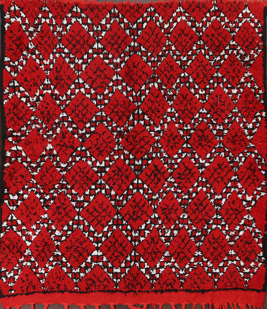 All-Over Red Moroccan Square Area Rug 6x6