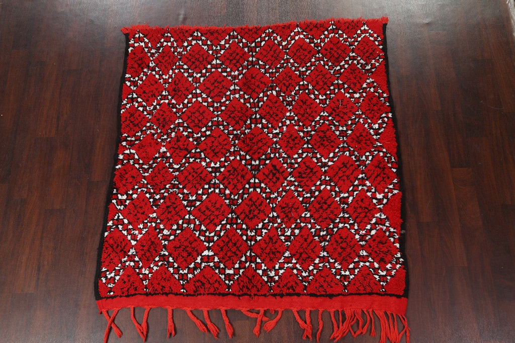 All-Over Red Moroccan Square Area Rug 6x6