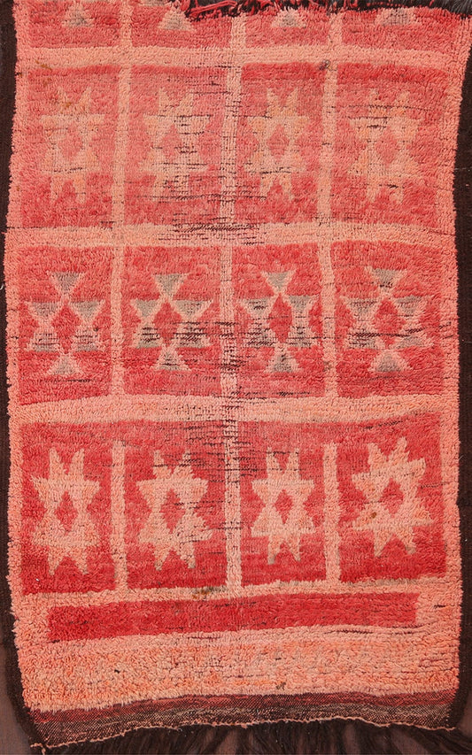 Vintage Geometric Moroccan Wool Area Rug 4x6