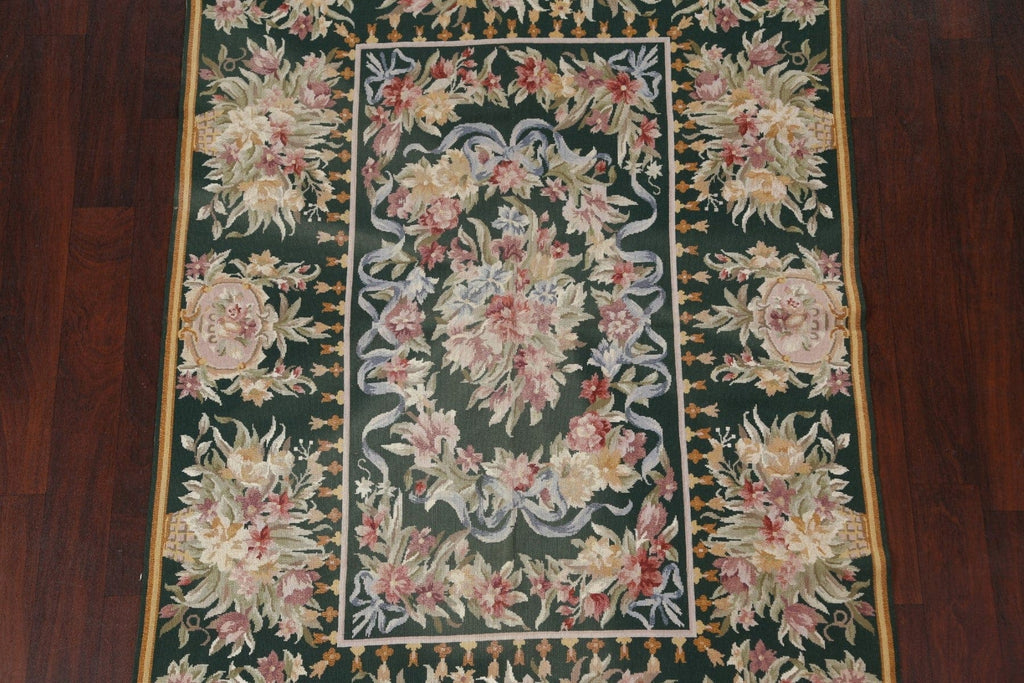 Floral Needlepoint Vintage Area Rug 4x7