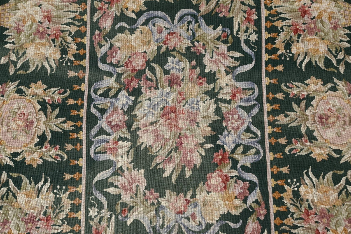 Floral Needlepoint Vintage Area Rug 4x7