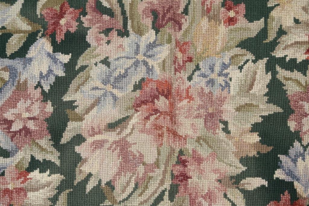 Floral Needlepoint Vintage Area Rug 4x7