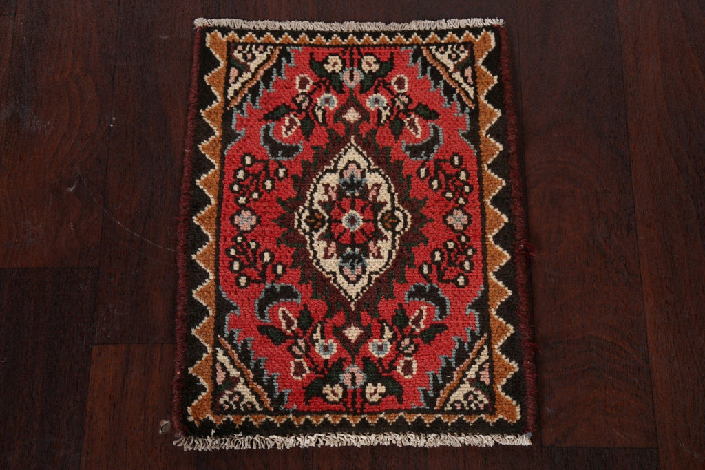 Red Hamedan Persian Wool Rug 1x2