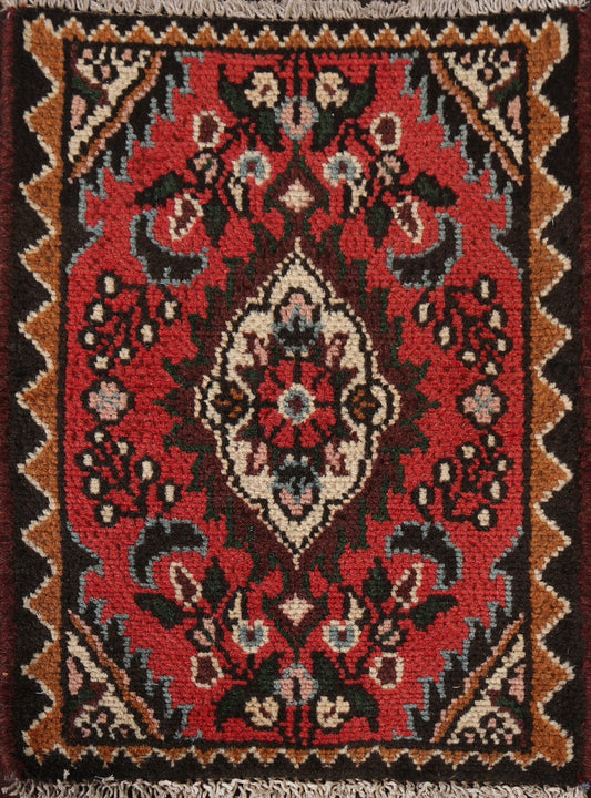 Red Hamedan Persian Wool Rug 1x2