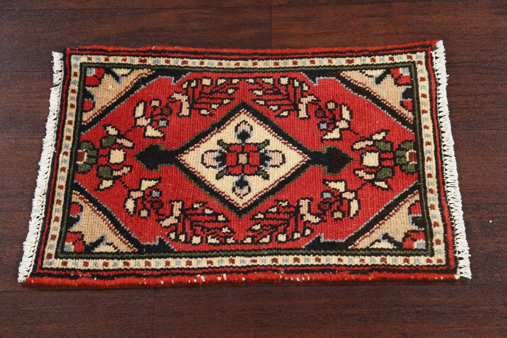 Red Hamedan Persian Wool Rug 1x2