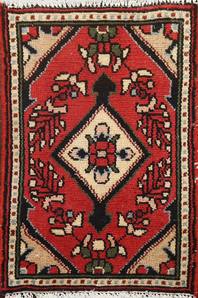 Red Hamedan Persian Wool Rug 1x2