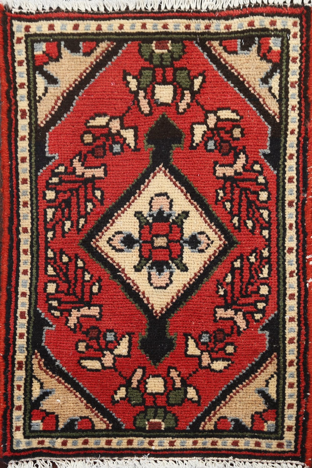 Red Hamedan Persian Wool Rug 1x2