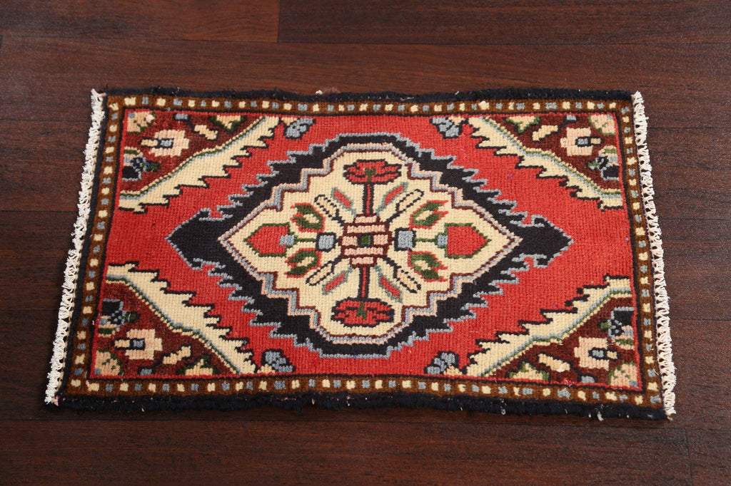 Vintage Red Hamedan Persian Wool Rug 1x2