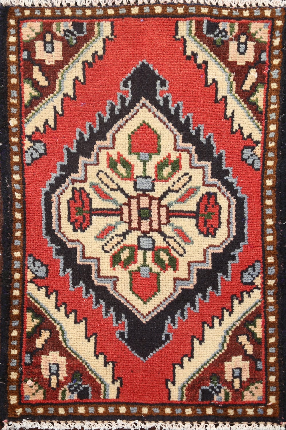 Vintage Red Hamedan Persian Wool Rug 1x2