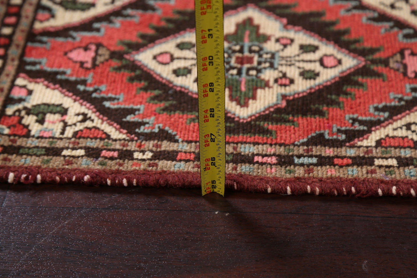 Geometric Red Hamedan Persian Rug 1x2