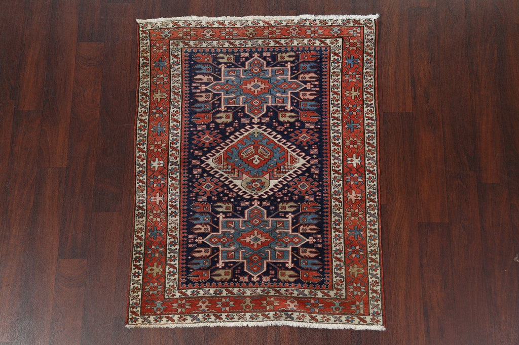 Antique Vegetable Dye Heriz Serapi Persian Area Rug 4x5