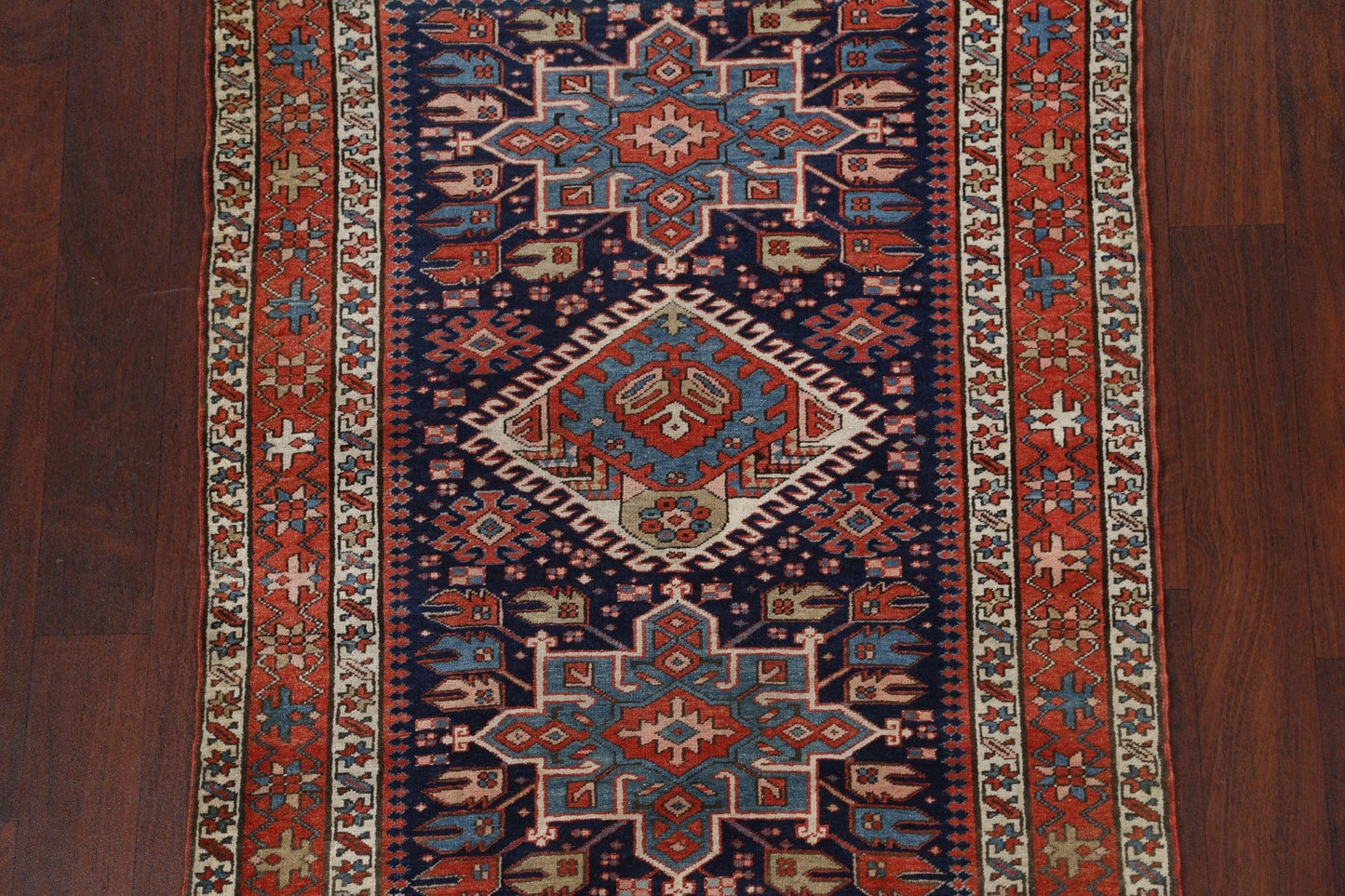 Antique Vegetable Dye Heriz Serapi Persian Area Rug 4x5