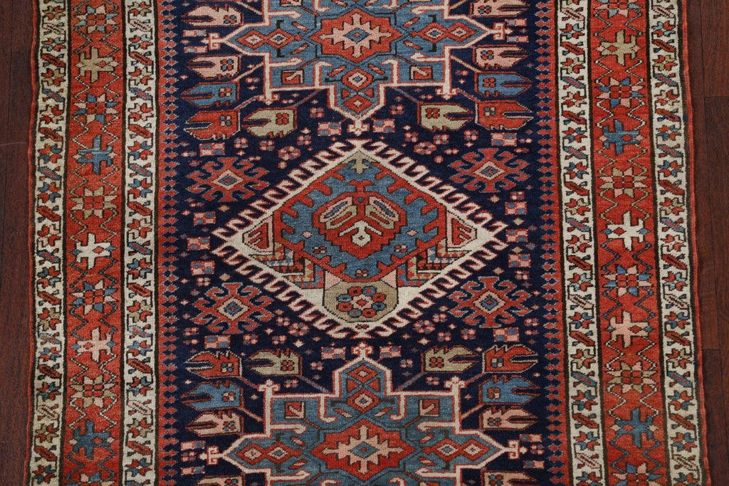 Antique Vegetable Dye Heriz Serapi Persian Area Rug 4x5