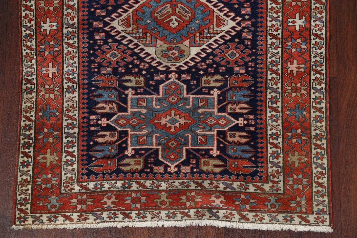 Antique Vegetable Dye Heriz Serapi Persian Area Rug 4x5