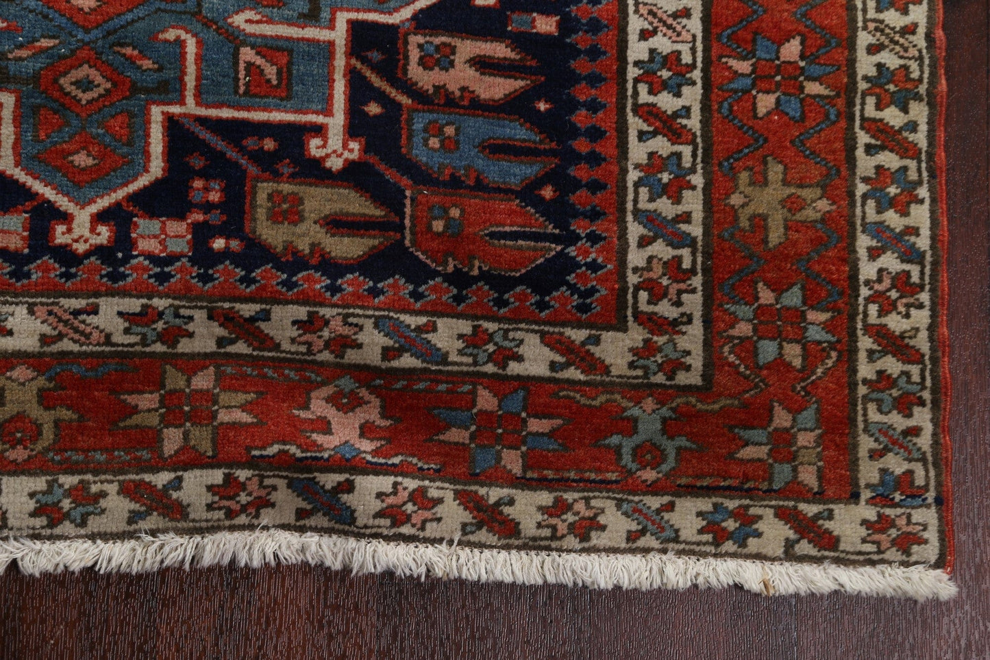 Antique Vegetable Dye Heriz Serapi Persian Area Rug 4x5