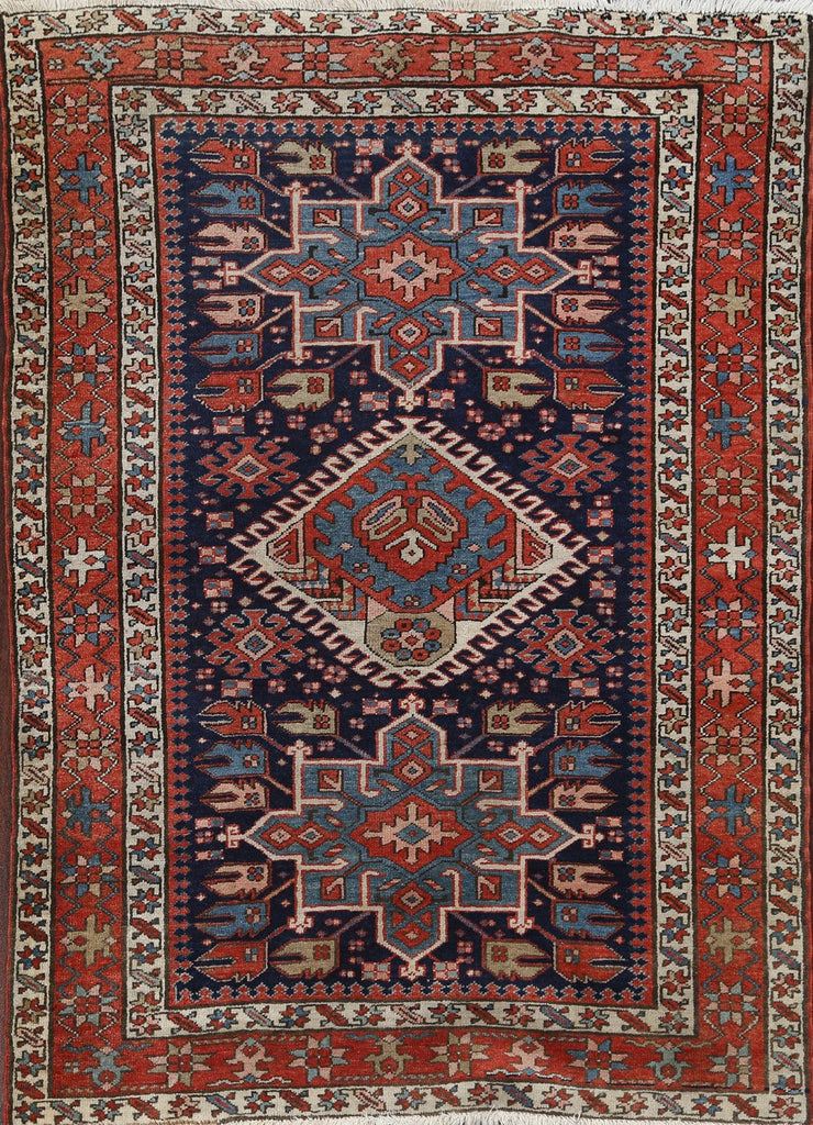 Antique Vegetable Dye Heriz Serapi Persian Area Rug 4x5