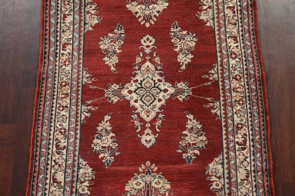 Vintage Red Mahal Persian Runner Rug 4x9