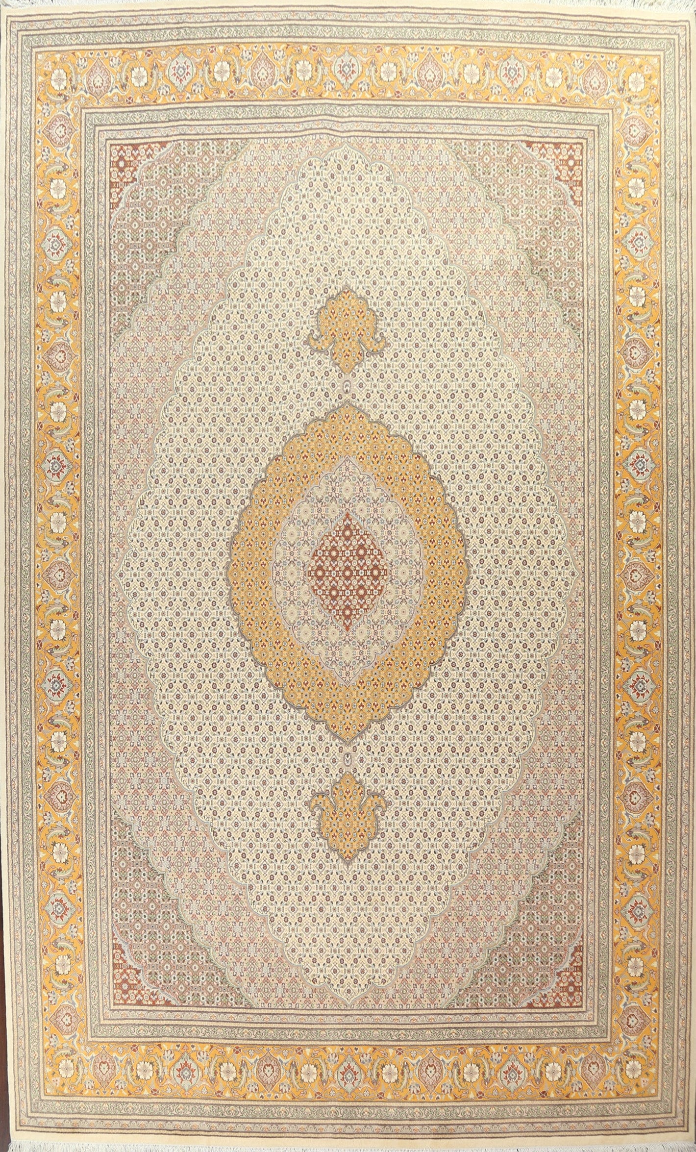 Vegetable Dye Tabriz Mahi Persian Wool Rug 10x15