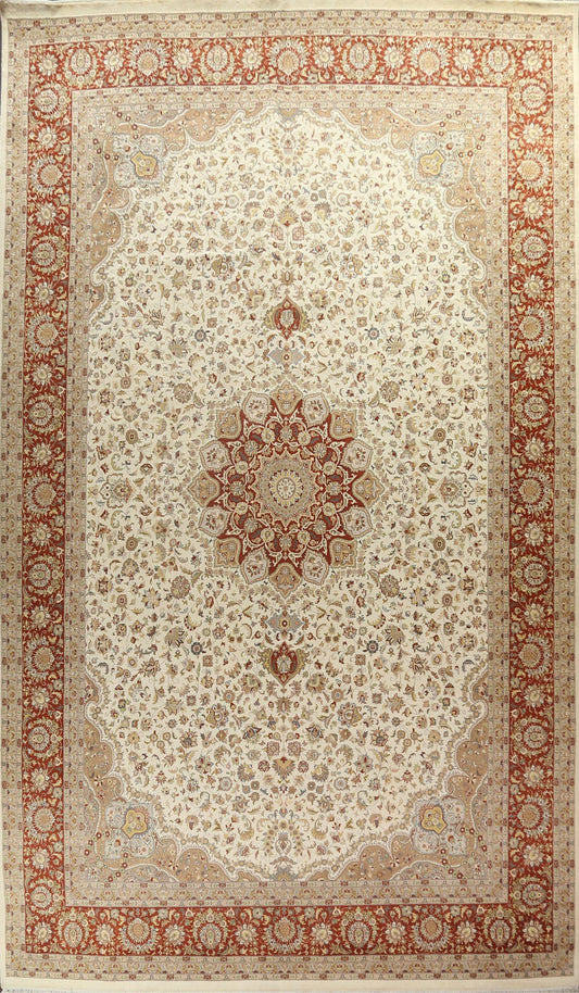 Vegetable Dye Tabriz Wool/ Silk Area Rug 12x18