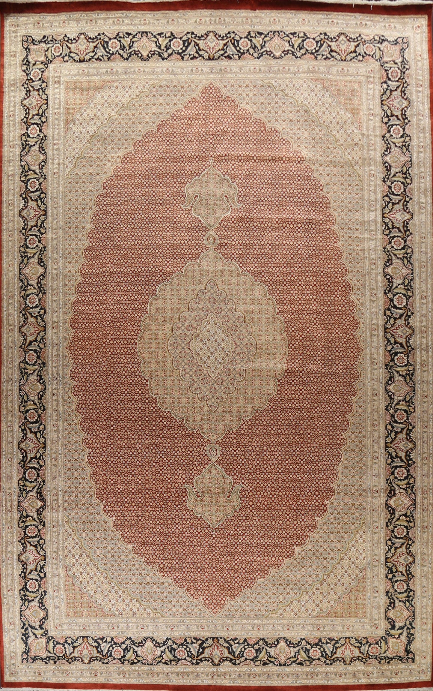 Vegetable Dye Tabriz Mahi Persian Area Rug 12x18