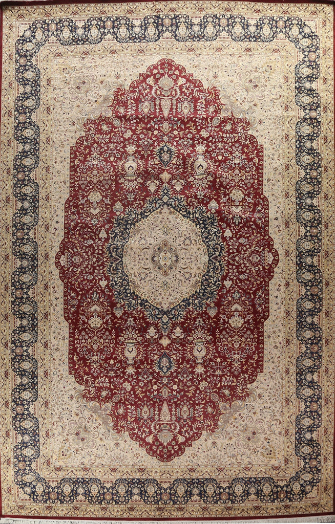 Vegetable Dye Red Tabriz Handmade Rug 12x18