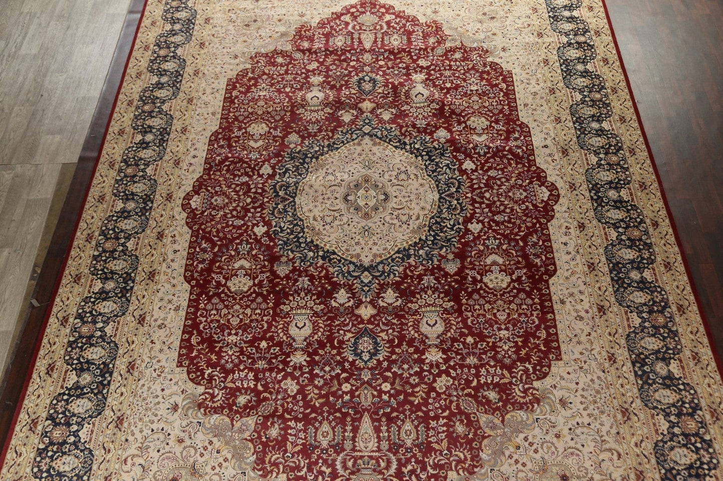 Vegetable Dye Red Tabriz Handmade Rug 12x18