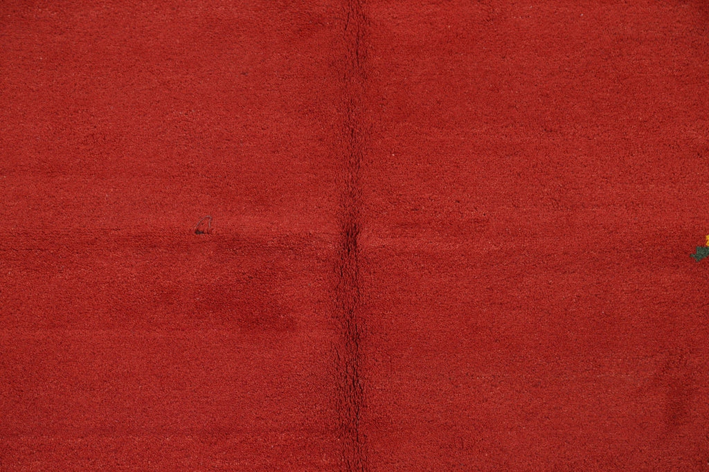 Red Gabbeh Wool Area Rug 6x8